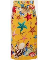 Dolce & Gabbana - Capri Printed Silk-blend Midi Skirt - Lyst