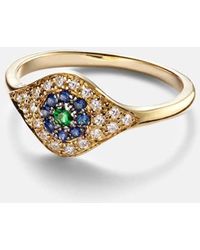 Ileana Makri - Cats Eye 18Kt Ring With Diamonds, Sapphires And Tsavorite - Lyst