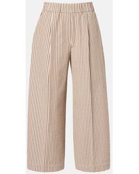 Brunello Cucinelli - Striped Cotton-Blend Wide-Leg Pants - Lyst