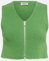 Jil Sander - Ribbed-Knit Cotton Crop Top - Lyst