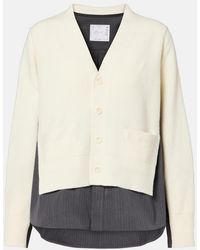 Sacai - Striped Layered Wool Cardigan - Lyst