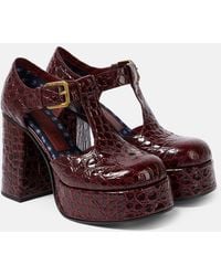 Etro - Croc-effect Leather Mary Jane Pumps - Lyst