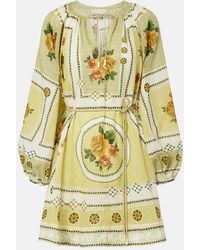 ALÉMAIS - Dixie Belted Printed Ramie Minidress - Lyst