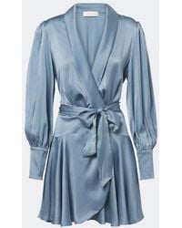 Zimmermann - Silk Satin Wrap Dress - Lyst