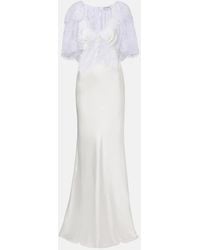 Self-Portrait - Lace-Trimmed Satin Gown - Lyst