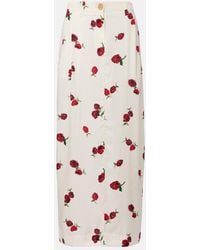 KHAITE - Lucian Printed Twill Maxi Skirt - Lyst