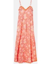 Juliet Dunn - Floral Scalloped Cotton Slip Dress - Lyst
