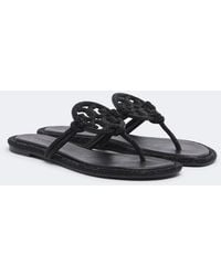 Tory Burch - Miller Embellished Leather Thong Sandals - Lyst