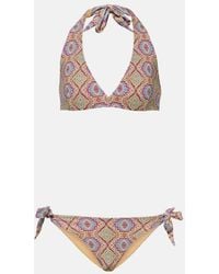 Etro - Monogram-Print Halterneck Bikini - Lyst