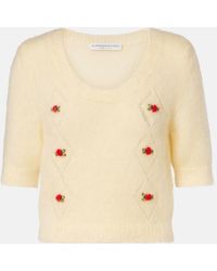 Alessandra Rich - Embroidered Mohair-Blend Sweater - Lyst