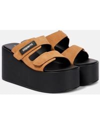 Coperni - Logo Suede Wedge Mules - Lyst