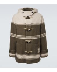 Burberry - Striped Wool And Cotton-Blend Duffel Coat - Lyst