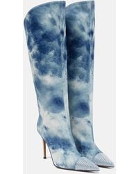 Alexandre Vauthier - Tie-Dye Denim Knee-High Boots - Lyst
