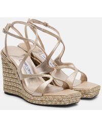 Jimmy Choo - Wedge-Sandalen Ayla 110 Aus Metallic-Leder - Lyst