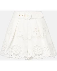 Zimmermann - Pop Embroidered Linen Shorts - Lyst