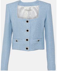 Alessandra Rich - Jacke Aus Tweed Mit Pailletten - Lyst