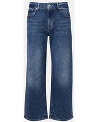 7 For All Mankind - Stovepipe Embellished Straight Jeans - Lyst