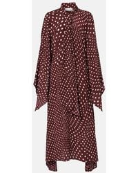 Stella McCartney - Polka-Dot Tie-Neck Silk Midi Dress - Lyst