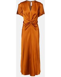 Victoria Beckham - Gathered Midi Dress - Lyst
