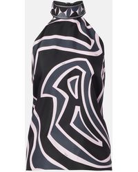PUCCI - Iride Halterneck Silk Twill Top - Lyst