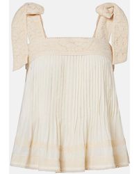 Juliet Dunn - Lace-Trimmed Cotton Top - Lyst