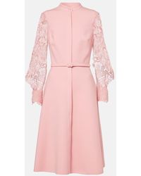 Oscar de la Renta - Guipure Lace-Trimmed Wool-Blend Midi Dress - Lyst