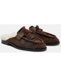 Bottega Veneta - Astaire Shearling-Lined Suede Mules - Lyst