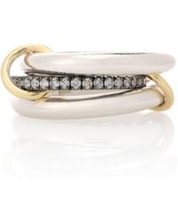 Spinelli Kilcollin Ring Libra Noir aus Sterlingsilber mit 18kt Gelbgold und Diamanten - Weiß