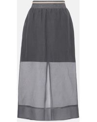Brunello Cucinelli - Sheer Silk Midi Skirt - Lyst
