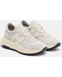 Hogan H669 Suede And Leather Sneakers in White | Lyst