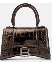 Balenciaga - Hourglass Xs Croc-effect Leather Tote Bag - Lyst