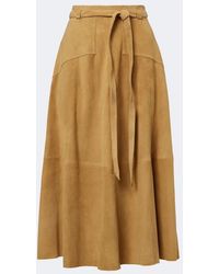 Polo Ralph Lauren - Belted Suede Midi Skirt - Lyst