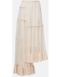 Dries Van Noten - Ruffled Asymmetric Silk Maxi Skirt - Lyst