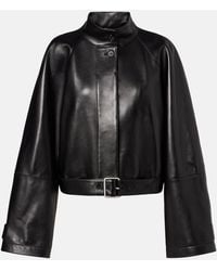 Loewe - Cropped Leather Jacket - Lyst