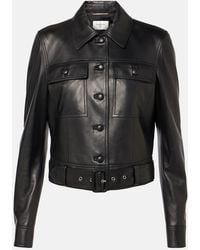 Saint Laurent - Leather Cropped Jacket - Lyst