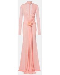 David Koma - Draped Floral-Applique Mesh Gown - Lyst