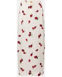 KHAITE - Lucian Printed Twill Maxi Skirt - Lyst