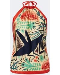 Etro - Bedrucktes Neckholder-Top Aus Seide - Lyst
