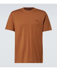 ZEGNA - Logo Embroidered Cotton Jersey T-Shirt - Lyst