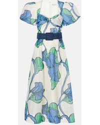 Rebecca Vallance - Ivy Floral Linen And Silk Midi Dress - Lyst
