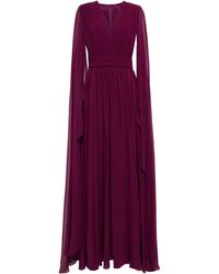 Elie Saab Pleated Silk Gown - Purple