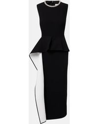 Roland Mouret - Embellished Peplum Satin Crepe Midi Dress - Lyst