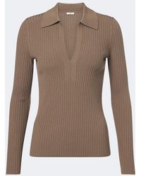 JOSEPH - Ribbed-Knit Wool-Blend Polo Sweater - Lyst