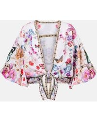 CAMILLA - Floral Linen Crop Top - Lyst