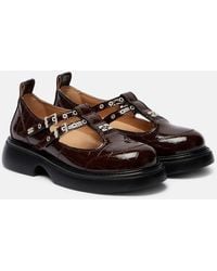Ganni - Ballerines Mary Jane En Cuir Synthetique - Lyst