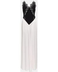 Victoria Beckham - Duchesse-satin And Lace-trimmed Jersey Maxi Dress - Lyst