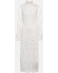 Galvan London - Bridal Borghese Backless Lace Midi Dress - Lyst