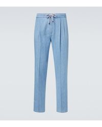 Brunello Cucinelli - Pleated Cotton Straight Pants - Lyst