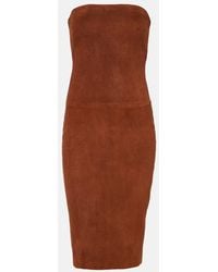 Stouls - Monica Strapless Suede Midi Dress - Lyst