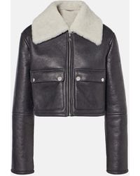 Dolce & Gabbana - Shearling-Trimmed Cropped Leather Jacket - Lyst